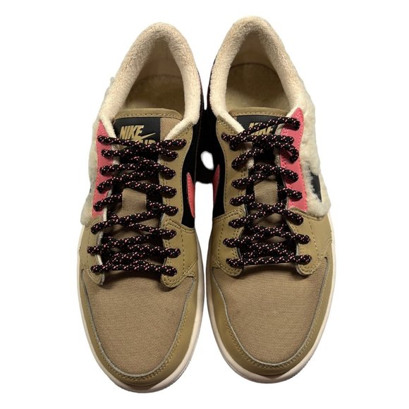 Jordan 1 Retro Low Fleece “Parachute Beige”  Women 6.5 Sneakers Fuzzy Tan Pink - Picture 11 of 16
